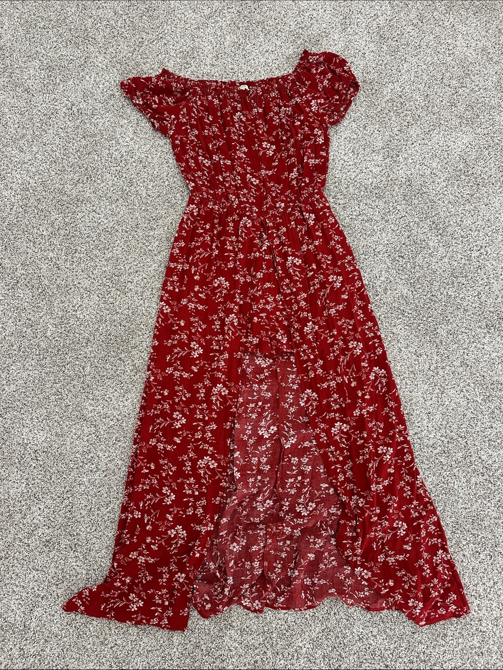 Scarlet Floral Off-Shoulder Maxi Dress